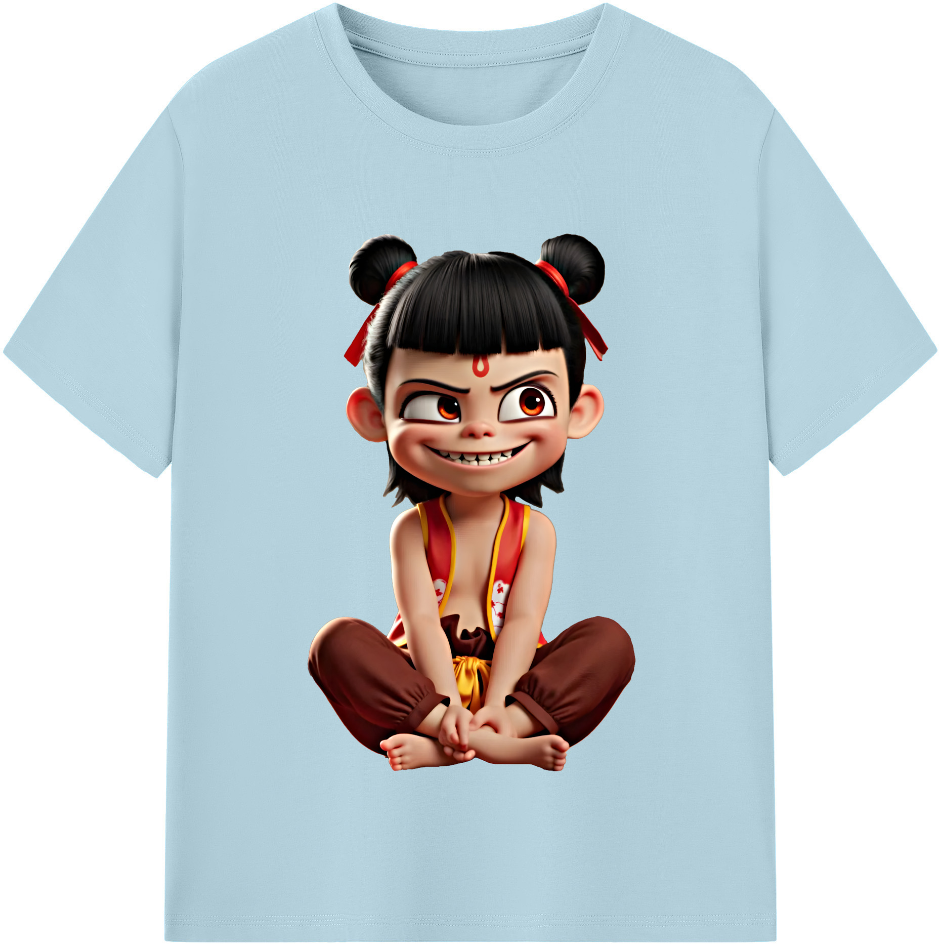 （画像用） Ne Zha 2 ナタ 魔童の大暴れ 綿100％半袖Tシャツ（フロントプリント）